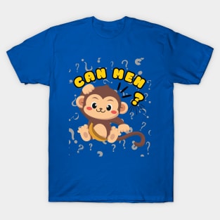 Funny Monkey Can Meh Question Mark Singlish T-Shirt